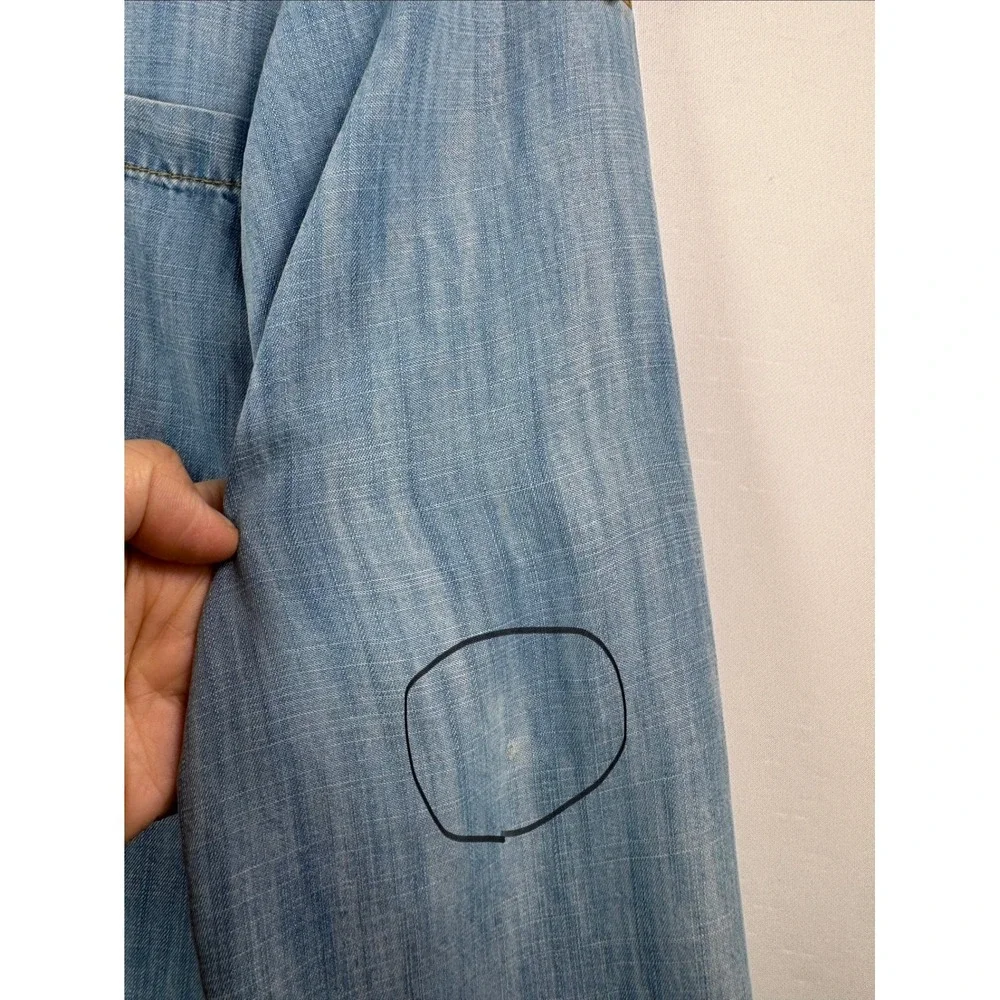 Cloth & Stone Button Down chambray Shirt sz S blue‎ roll tab sleeve coastal